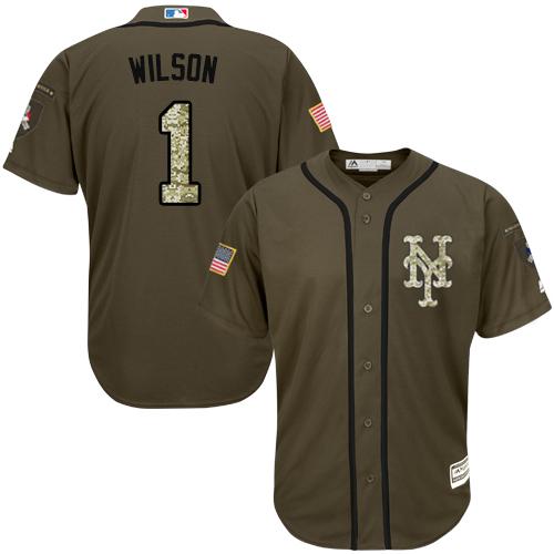 Mets #1 Mookie Wilson Green Salute to Service Stitched Youth MLB Jersey - Click Image to Close